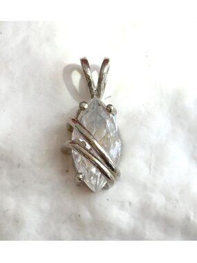 Marquise Cut Modernist Wrap Around Modernist Sterling Silver Vintage 925 Pendant